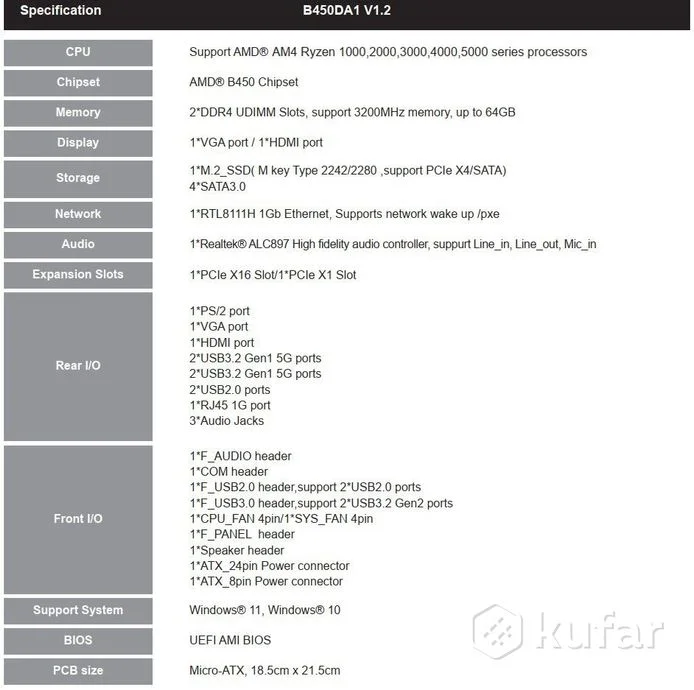 Материнская плата Esonic B450DA1 V12
